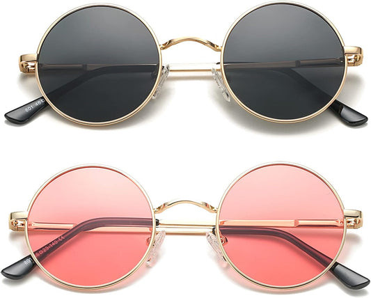 Retro Small round Polarized Sunglasses for Women Men Circle UV400 Sun Glasses