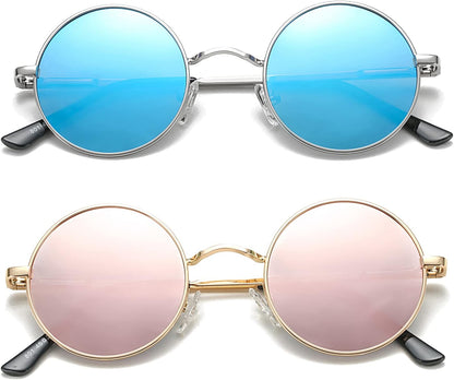 Retro Small round Polarized Sunglasses for Women Men Circle UV400 Sun Glasses