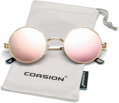 Retro Small round Polarized Sunglasses for Women Men Circle UV400 Sun Glasses