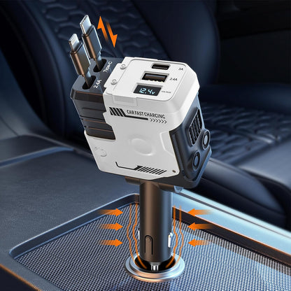 Starlight Retractable Car Charger with Retractable Cables, Starlight in Car Roof 4 in 1 Super Fast Car Phone Charger, 2 USB Ports Starry Sky Adapter, Compatible with Iphone 15 14 13