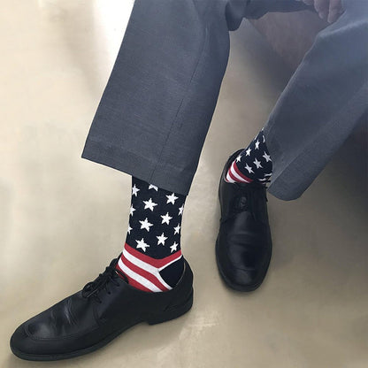 American Flag Fun Dress Socks for Men, Cotton Novelty Crew Socks, Groomsmen Gifts 2/4/6 Pairs